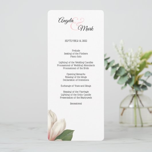 Southern Magnolia Flower Program | Wit Programmakaart (Staand voorkant)