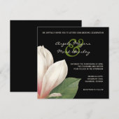 Southern Magnolia Flower Wedding | Elegant Black Kaart (Voorkant / Achterkant)