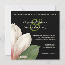 Southern Magnolia Flower Wedding | Elegant Black Kaart