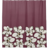 Southern Magnolia Flowers Border Maroon Douchegordijn (Voorkant)