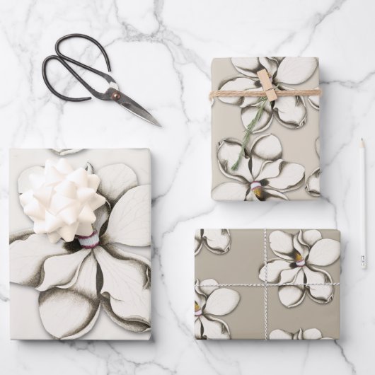 Southern Magnolia Flowers patterde all Occasion Inpakpapier Vel (Voorkant)