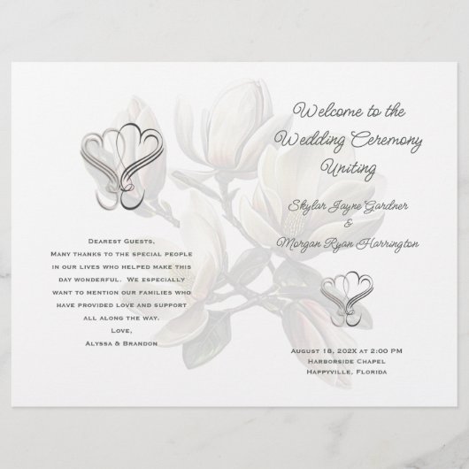 Southern Magnolia gevouwen bruiloft programma Sjab (Voorkant)