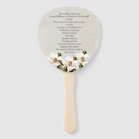 Southern Magnolia huwelijksprogramma Fan Handwaaier (Voorkant)