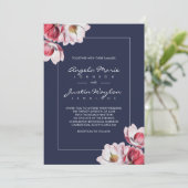 Southern Magnolia Wedding Pink and Blue Kaart (Staand voorkant)