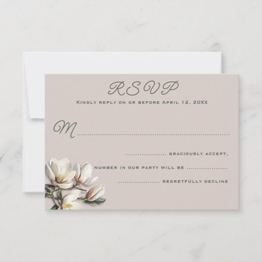 Southern Magnolia Wedding Reply Kaart Enclosure (Voorkant)