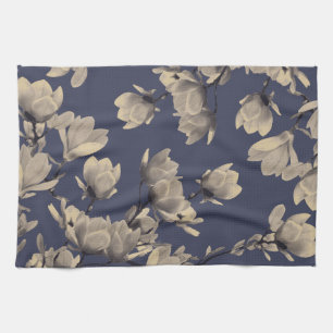 Southern Magnolias & Midnight Blue Floral Theedoek