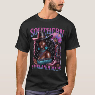 Southern Melanin maakte zwarte cowgirl zwarte gesc T-shirt
