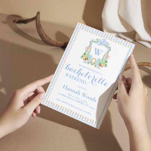 Southern Monogram Grandmillennial vrijgezellenfees Kaart