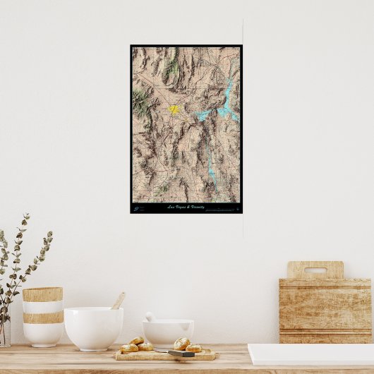 Southern Nevada Map, Amerikaanse satelliet poster (Keuken)