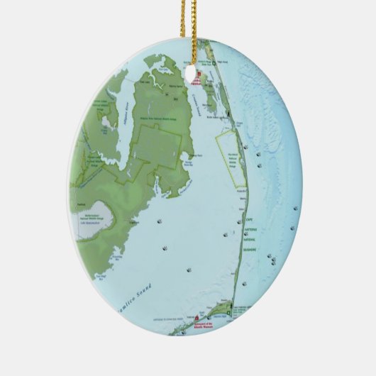 Southern Outerbanks Map Keramisch Ornament (Rechts)