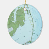 Southern Outerbanks Map Keramisch Ornament (Links)
