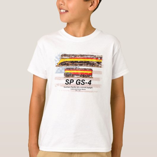 Southern Pacific GS-4 Daylight Locomotive profile T-shirt (Voorkant)