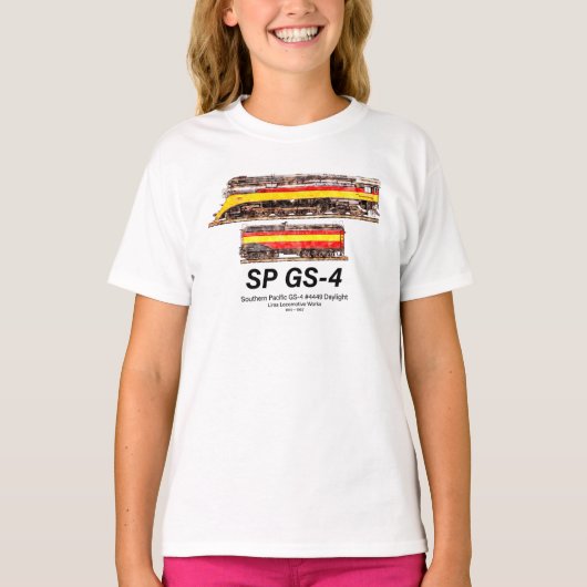 Southern Pacific GS-4 Daylight Steam Locomotive T-shirt (Voorkant)