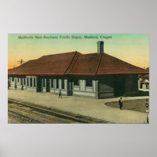 Southern Pacific Railroad Depot in Medford, OR Poster