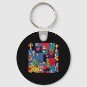 Southern Patchwork Print Sticker Sleutelhanger (Voorkant)