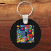 Southern Patchwork Print Sticker Sleutelhanger (Voorkant)