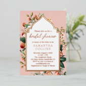 Southern Peach Botanical Vrijgezellenfeest Folie Uitnodiging (Staand Voorkant)