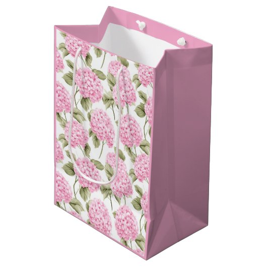 Southern Pink Hydrangea Gift Bag Medium Cadeauzakje (Voorkant Gekanteld)