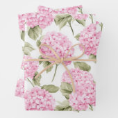 Southern Pink Hydrangea Wrapping Paper (In situ)