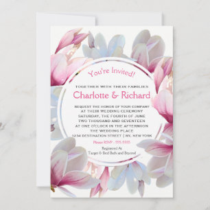 Southern Pink Magnolia Blossom Weddenschap Kaart