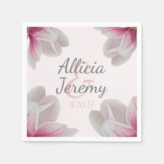Southern Pink Magnolia Blossom Weddenschap Servetten (Voorkant)