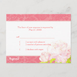 Southern Pink Peony Wedding RSVP Uitnodiging Briefkaart