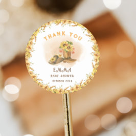 Southern Rodeo Neutral Cowboy Rustiek Baby shower Ronde Sticker