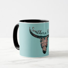 Southern Roots Country Longhorn Roze Roos & Groen Mok