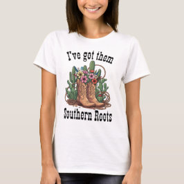 Southern Roots Cowboy Laarzen & Wildflowers T-shir T-shirt