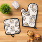 Southern Seafood Oyster Oven Mitts Pot Houders Ovenwant & Pannenlap Set (Top down)