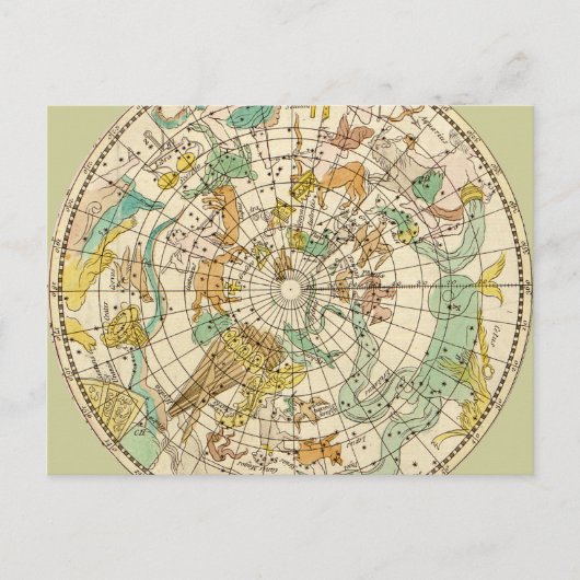 Southern Sky Star Chart and Constellations Map Briefkaart (Voorkant)
