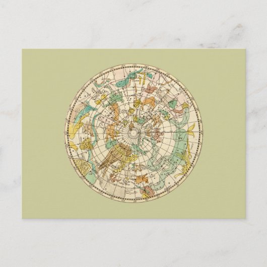 Southern Sky Star Chart and Constellations Map Briefkaart (Voorkant)