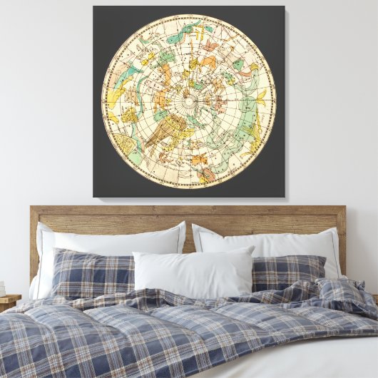Southern Sky Star Chart and Constellations Map Canvas Afdruk (Insitu (Slaapkamer))