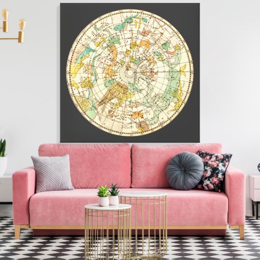 Southern Sky Star Chart and Constellations Map Canvas Afdruk (Insitu (Woonkamer))