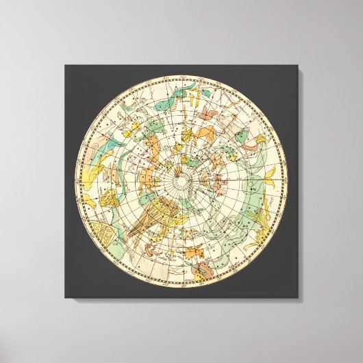 Southern Sky Star Chart and Constellations Map Canvas Afdruk (Voorkant)