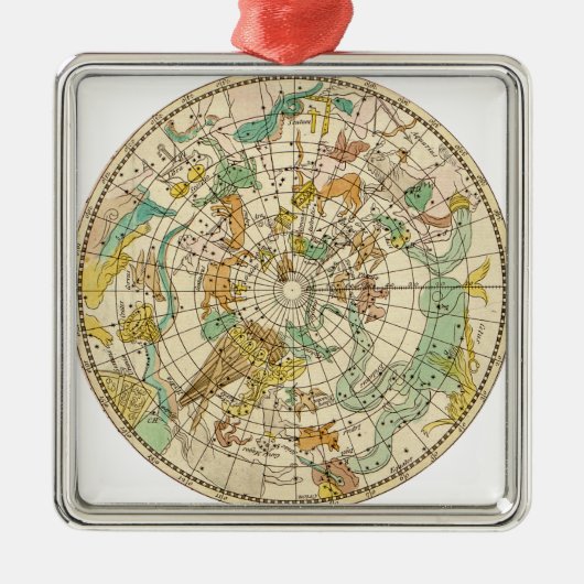 Southern Sky Star Chart and Constellations Map Metalen Ornament (Voorkant)