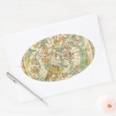 Southern Sky Star Chart and Constellations Map Ovale Sticker (Envelop)