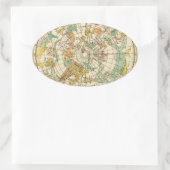 Southern Sky Star Chart and Constellations Map Ovale Sticker (Tas)