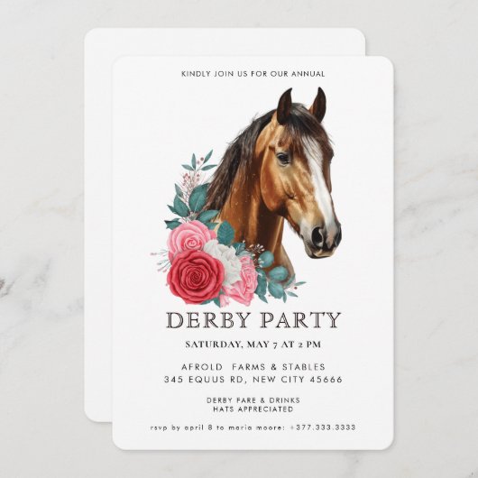 Southern Style Derby Party Invitation Kaart (Voorkant / Achterkant)