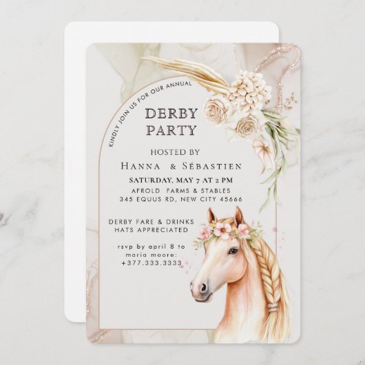 Southern Style Derby Party Invitation Kaart (Voorkant / Achterkant)