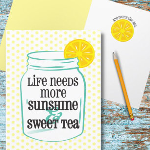 Southern Sunshine Sweet Tea Lemon Mason Jar Bedankkaart