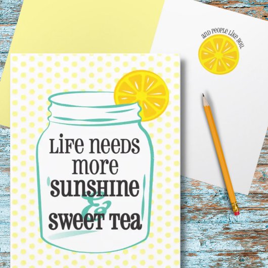 Southern Sunshine Sweet Tea Lemon Mason Jar Bedankkaart