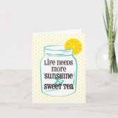 Southern Sunshine Sweet Tea Lemon Mason Jar Bedankkaart (Voorkant)