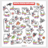 Southern U.S. Region – Educational Sticker Map (Vel)