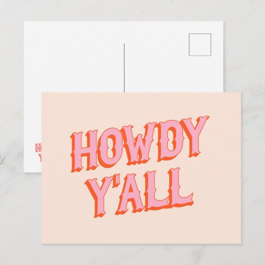 Southern Welcome: Howdy Y'all (oude westerse lette Briefkaart (Voorkant / Achterkant)