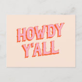 Southern Welcome: Howdy Y'all (oude westerse lette Briefkaart (Voorkant)