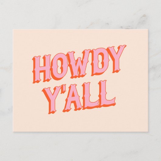 Southern Welcome: Howdy Y'all (oude westerse lette Briefkaart (Voorkant)