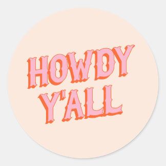 Southern Welcome: Howdy Y'all (oude westerse lette Ronde Sticker