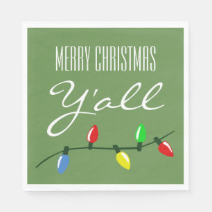 Southern Ya'll Merry kerstboom Lights Funny Servet