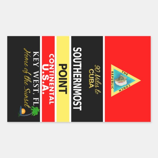 Southerst Point Buoy Key West Rechthoekige Sticker (Voorkant)